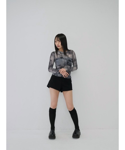 Enewd nina(エニュードニーナ)の「【zozo限定】ライン ニュアンスカラー シアー ロングトップス(Tシャツ/カットソー・レディース・カーキ/グレー/ブルー・FREE)」の17枚目の写真