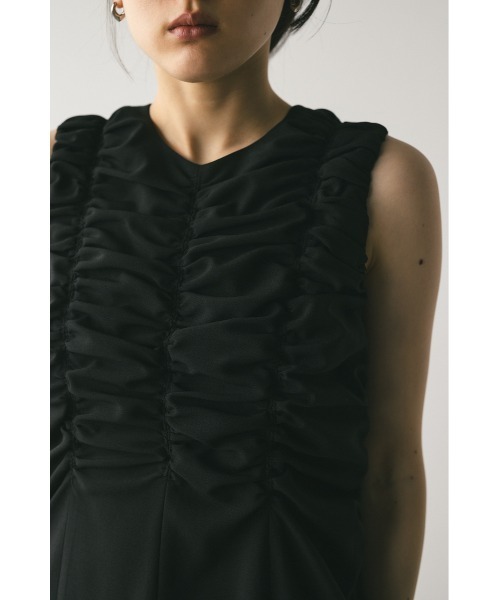 STYLEMIXER ブラック シャーリングギャザーワンピース STYLEMIXER | シャーリングギャザーワンピース (ワンピース