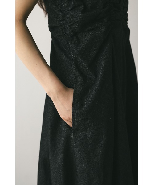 現行品♡ 新品♡ スタイルミキサー シャーリングギャザーワンピース　黒 セール 30%OFF】シャーリングギャザーワンピース(506531405