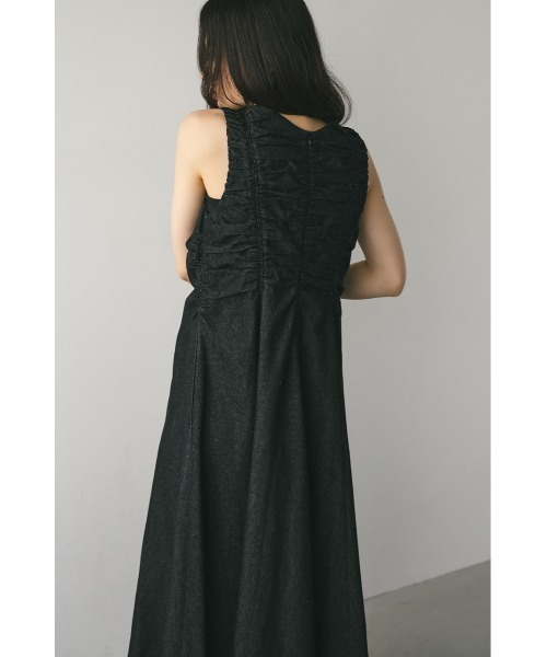 STYLEMIXER（スタイルミキサー）の「シャーリングギャザーワンピース（ワンピース・レディース・インディゴブルー/ホワイト/ブラック・SMALL/MEDIUM）」の6枚目の写真