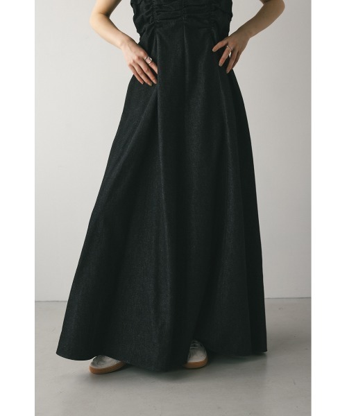 STYLEMIXER シャーリングギャザーワンピース ブラック M STYLEMIXER | シャーリングギャザーワンピース (ワンピース