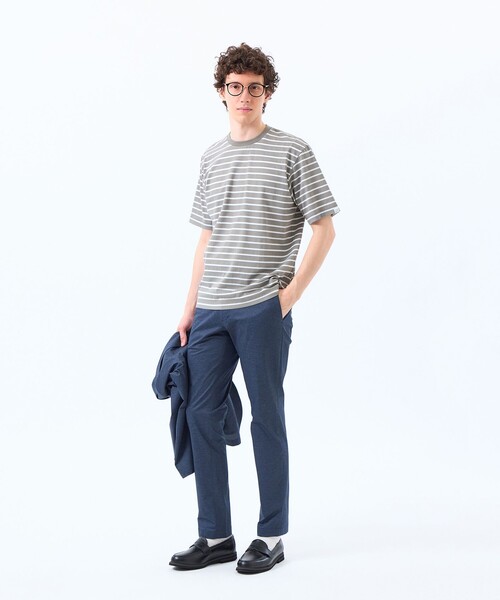 MACKINTOSH PHILOSOPHY（ﾏｯｷﾝﾄｯｼｭ ﾌｨﾛｿﾌｨｰ）の「ポップコーンボーダー クルーネックTシャツ（Tシャツ/カットソー・メンズ・グレー系その他2/オフホワイト/ブルー系その他7・38/40）」の6枚目の写真