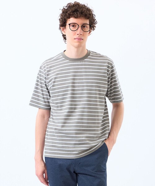 MACKINTOSH PHILOSOPHY（ﾏｯｷﾝﾄｯｼｭ ﾌｨﾛｿﾌｨｰ）の「ポップコーンボーダー クルーネックTシャツ（Tシャツ/カットソー・メンズ・グレー系その他2/オフホワイト/ブルー系その他7・38/40）」の7枚目の写真