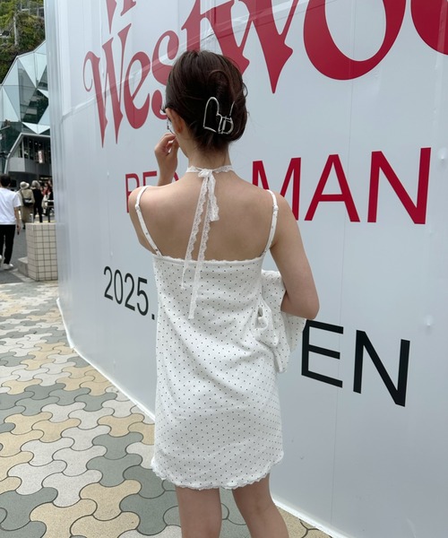 RAY CASSIN（レイカズン）の「【パット付き】キャミミニワンピースショートカーデセット（ワンピース・レディース・ネイビー/ホワイト系その他3/ホワイト・FREE）」の8枚目の写真