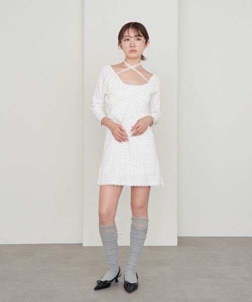 RAY CASSIN（レイカズン）の「【パット付き】キャミミニワンピースショートカーデセット（ワンピース・レディース・ネイビー/ホワイト系その他3/ホワイト・FREE）」の14枚目の写真