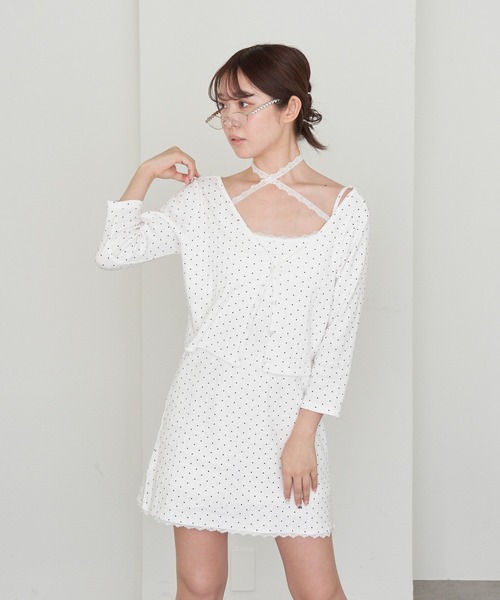 RAY CASSIN（レイカズン）の「【パット付き】キャミミニワンピースショートカーデセット（ワンピース・レディース・ネイビー/ホワイト系その他3/ホワイト・FREE）」の16枚目の写真