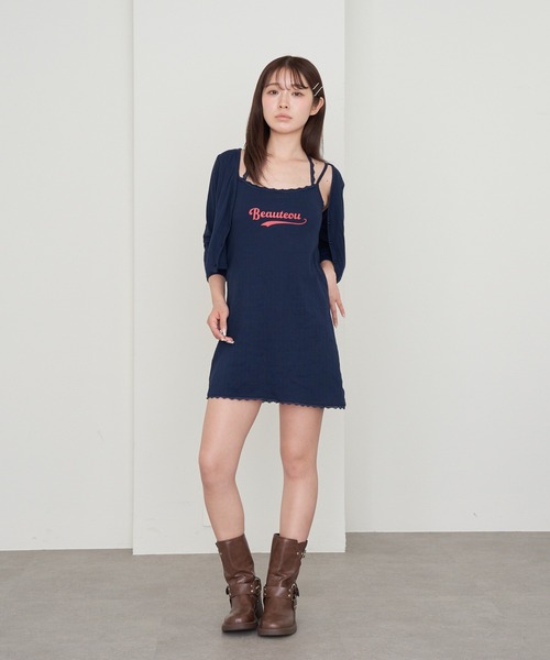 RAY CASSIN（レイカズン）の「【パット付き】キャミミニワンピースショートカーデセット（ワンピース・レディース・ネイビー/ホワイト系その他3/ホワイト・FREE）」の21枚目の写真