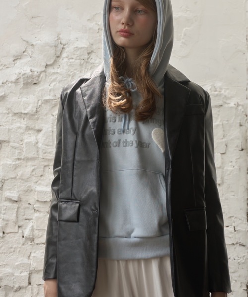 Birthday room（バースデイルーム）の「フェイクレザーテーラードジャケット/faux leather tailored jacket（テーラードジャケット・レディース・ブラック・FREE）」の17枚目の写真