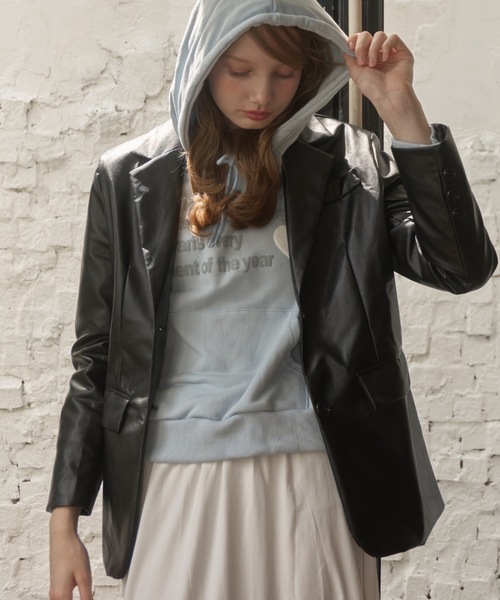 Birthday room（バースデイルーム）の「フェイクレザーテーラードジャケット/faux leather tailored jacket（テーラードジャケット・レディース・ブラック・FREE）」の18枚目の写真