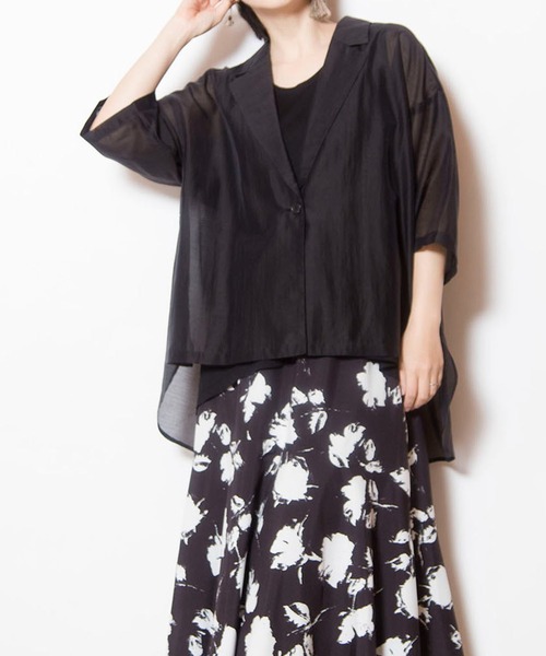 OSMOSIS(オズモーシス)の「シアーテーラードジャケット(テーラードジャケット・レディース・ブラック/グレー/ベビーピンク・ONE SIZE)」の2枚目の写真