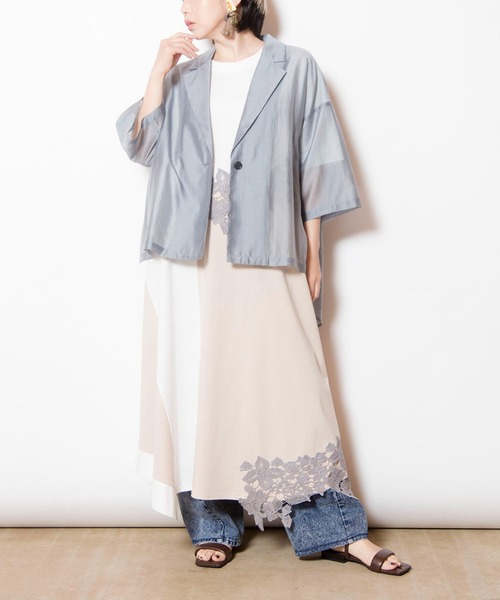 OSMOSIS(オズモーシス)の「シアーテーラードジャケット(テーラードジャケット・レディース・ブラック/グレー/ベビーピンク・ONE SIZE)」の12枚目の写真