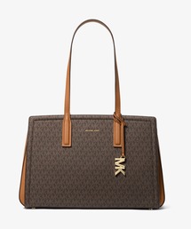 （ヒンメル）MICHAEL KORS ブラウン トートバッグ Michael Kors Charlotte Signature Large Top Zip Tote - Brown