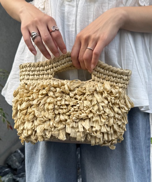 CIAOPANIC TYPY(チャオパニックティピー)の「■【Aguni】ペーパーフリンジBAG(ショルダーバッグ・レディース・ベージュ/ブラウン/カーキ・ONE SIZE)」の1枚目の写真