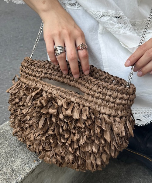 CIAOPANIC TYPY(チャオパニックティピー)の「■【Aguni】ペーパーフリンジBAG(ショルダーバッグ・レディース・ベージュ/ブラウン/カーキ・ONE SIZE)」の2枚目の写真