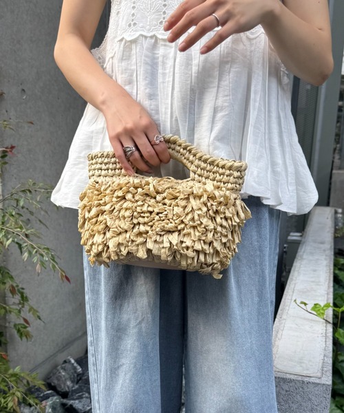 CIAOPANIC TYPY(チャオパニックティピー)の「■【Aguni】ペーパーフリンジBAG(ショルダーバッグ・レディース・ベージュ/ブラウン/カーキ・ONE SIZE)」の6枚目の写真