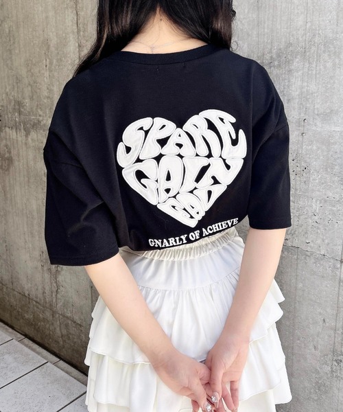 バックハート貼付チュニックTシャツ（Tシャツ/カットソー