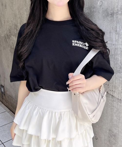 INGNI（イング）の「バックハート貼付チュニックTシャツ（Tシャツ/カットソー・レディース・ブラック×ホワイト/ホワイト×ピンク/ホワイト×レッド/ホワイト×ブルー・M）」の9枚目の写真