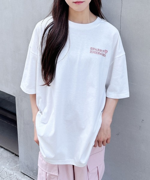 INGNI（イング）の「バックハート貼付チュニックTシャツ（Tシャツ/カットソー・レディース・ブラック×ホワイト/ホワイト×ピンク/ホワイト×レッド/ホワイト×ブルー・M）」の15枚目の写真