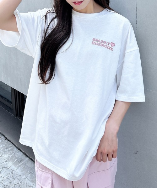 INGNI（イング）の「バックハート貼付チュニックTシャツ（Tシャツ/カットソー・レディース・ブラック×ホワイト/ホワイト×ピンク/ホワイト×レッド/ホワイト×ブルー・M）」の14枚目の写真