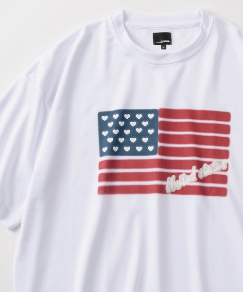 カジュアル アメリカン ヒョウ柄ハート LOVEBIG ロゴ半袖Tシャツ セール】【85】フロント＆バックデザイン ハートモチーフ ぼかし