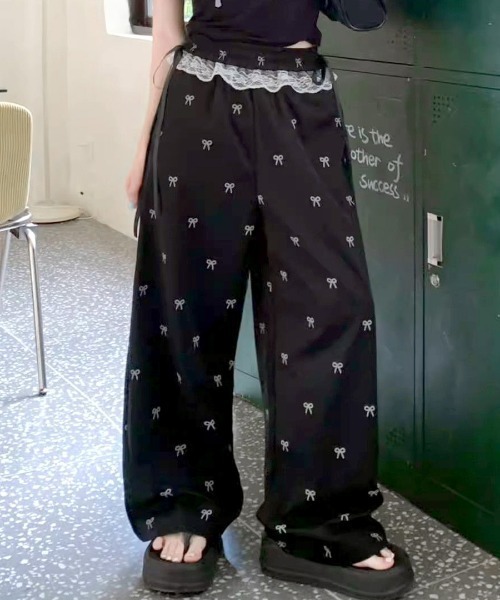 Riff(リフ)の「ウエストレースリボン総柄パンツ(その他パンツ・レディース・アイボリー/ブラック・S/M/L)」の15枚目の写真