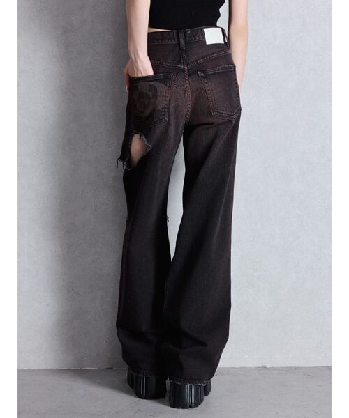 GYDA（ジェイダ）の「ハイウエスト tear up damageストレートワイドデニムパンツ（デニムパンツ・レディース・ブラック/ブルー・SMALL/MEDIUM）」の18枚目の写真