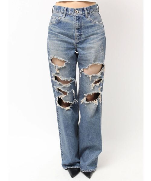 GYDA（ジェイダ）の「ハイウエスト tear up damageストレートワイドデニムパンツ（デニムパンツ・レディース・ブラック/ブルー・SMALL/MEDIUM）」の19枚目の写真