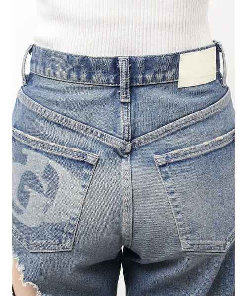 GYDA（ジェイダ）の「ハイウエスト tear up damageストレートワイドデニムパンツ（デニムパンツ・レディース・ブラック/ブルー・SMALL/MEDIUM）」の22枚目の写真