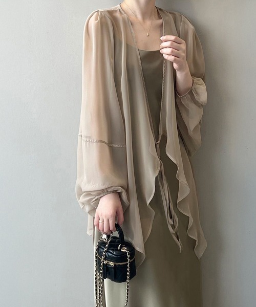 Miniministore（ミニミニストア）の「シアーカーディガン レディース薄手羽織り（カーディガン/ボレロ・レディース・ベージュ/ブラック/ホワイト・FREE）」の3枚目の写真