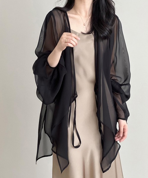 Miniministore（ミニミニストア）の「シアーカーディガン レディース薄手羽織り（カーディガン/ボレロ・レディース・ベージュ/ブラック/ホワイト・FREE）」の16枚目の写真