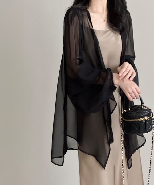 Miniministore（ミニミニストア）の「シアーカーディガン レディース薄手羽織り（カーディガン/ボレロ・レディース・ベージュ/ブラック/ホワイト・FREE）」の18枚目の写真