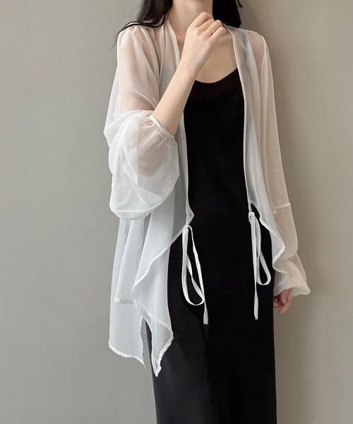 Miniministore（ミニミニストア）の「シアーカーディガン レディース薄手羽織り（カーディガン/ボレロ・レディース・ベージュ/ブラック/ホワイト・FREE）」の20枚目の写真