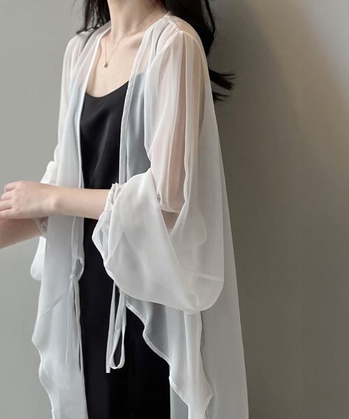 Miniministore（ミニミニストア）の「シアーカーディガン レディース薄手羽織り（カーディガン/ボレロ・レディース・ベージュ/ブラック/ホワイト・FREE）」の22枚目の写真