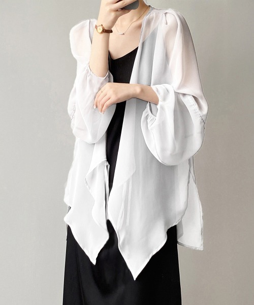 Miniministore（ミニミニストア）の「シアーカーディガン レディース薄手羽織り（カーディガン/ボレロ・レディース・ベージュ/ブラック/ホワイト・FREE）」の4枚目の写真