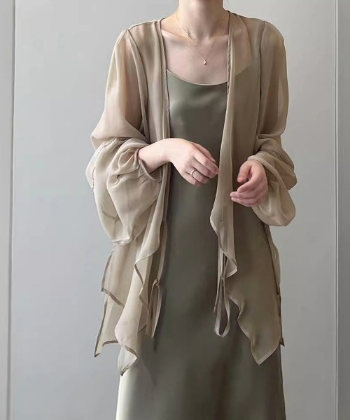 Miniministore（ミニミニストア）の「シアーカーディガン レディース薄手羽織り（カーディガン/ボレロ・レディース・ベージュ/ブラック/ホワイト・FREE）」の5枚目の写真
