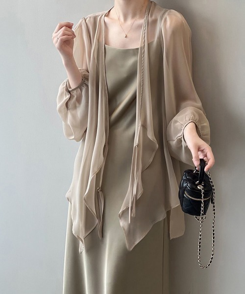Miniministore（ミニミニストア）の「シアーカーディガン レディース薄手羽織り（カーディガン/ボレロ・レディース・ベージュ/ブラック/ホワイト・FREE）」の6枚目の写真