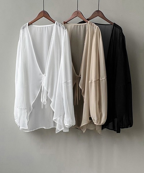 Miniministore（ミニミニストア）の「シアーカーディガン レディース薄手羽織り（カーディガン/ボレロ・レディース・ベージュ/ブラック/ホワイト・FREE）」の9枚目の写真