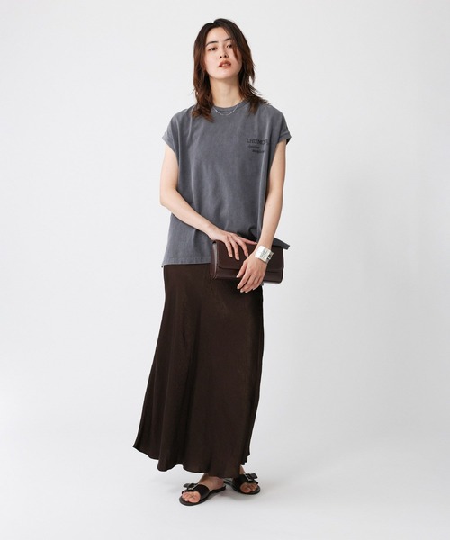 BABYLONE(バビロン)の「【upper hights】big nosleeve(Tシャツ/カットソー・レディース・ブラウン/チャコール・フリー)」の6枚目の写真