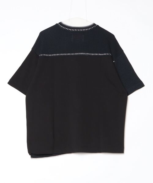 UNISEX》Knit Combination Prime-Over Stitch Design T-Shirt