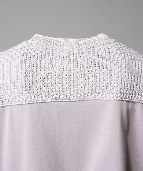 UNISEX》Knit Combination Prime-Over Stitch Design T-Shirt
