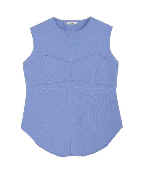 トップス ameri Corset Like Knit Blue PLAIN KNIT CORSET TOP