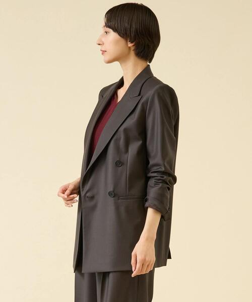 martinique(マルティニーク)の「《定番》ESSENTIALジャケット(セットアップ可)(テーラードジャケット・レディース・ダークブラウン/ブラック・1/2)」の5枚目の写真