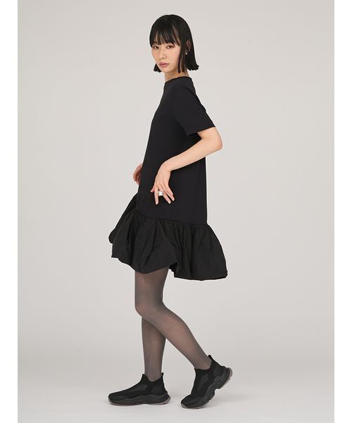 【試着のみ】【洗濯可】emmi カットドッキングミニワンピース ブラック セール】カットドッキングミニワンピース（ワンピース）｜emmi