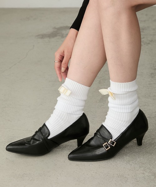 Cherir Mignon(シェリルミニョン)の「【Cherir Mignon】ポインテッドトゥベルトデザインローファーパンプス(パンプス・レディース・ブラック/アイボリー/ブラウン・S/M/L/LL)」の19枚目の写真