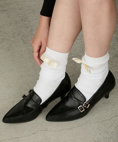 Cherir Mignon(シェリルミニョン)の「【Cherir Mignon】ポインテッドトゥベルトデザインローファーパンプス(パンプス・レディース・ブラック/アイボリー/ブラウン・S/M/L/LL)」の18枚目の写真