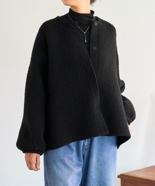 41800円 新品 BEARDSLEY ビアズリー 袖ニットハオリ ブルゾン BEARDSLEY（ビアズリー）の「袖ニットハオリ（ノーカラー