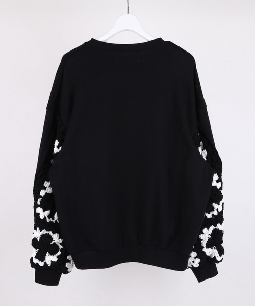 DISCOVERED（ディスカバード）の「DISCOVERED PLAYCARD CROCHET SLEEVE SWEAT（スウェット・メンズ・ブラック/グレー・1/3）」の3枚目の写真