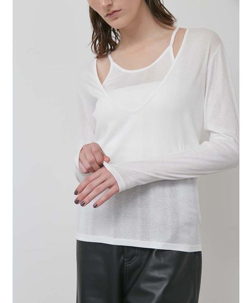 styling/(スタイリング)の「【MILLER×styling/】レイヤード2WAYトップ(Tシャツ/カットソー・レディース・パープル/ホワイト/ブラウン/ブラック・F)」の17枚目の写真