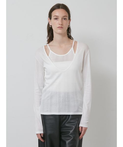 styling/(スタイリング)の「【MILLER×styling/】レイヤード2WAYトップ(Tシャツ/カットソー・レディース・パープル/ホワイト/ブラウン/ブラック・F)」の22枚目の写真