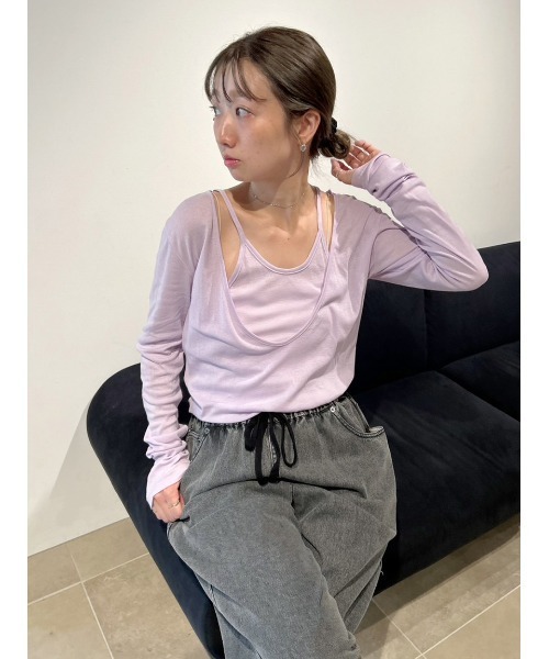 styling/(スタイリング)の「【MILLER×styling/】レイヤード2WAYトップ(Tシャツ/カットソー・レディース・パープル/ホワイト/ブラウン/ブラック・F)」の1枚目の写真